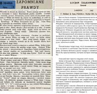 Люциан Желиговский, Zapomnianae prawdy (Забытые истины) - Триумф в  Вильне