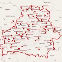 Месцы знаходжаньня зьніклых гістарычных будынкаў, па якіх была зроблена графічная рэканструкцыя