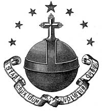 Картузіянцы. Герб Ордэну — Крыж стаіт, пакуль круціцца сьвет (Stat crux dum volvitur orbis)