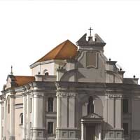 Берасце. Графiчная рэканструкцыя касцёла Звеставання найсвяцейшай Дзеве Марыі кляштару брыгiтак. Выгляд y першай палове XIXст. да перабудовы пад казармы гарнiзона фартэыi. 3D мадэль, арыгiнальныя фота, фотамантаж by A. Nevar. 2019г.