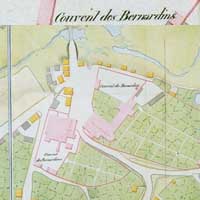 Берасце. Выява ансамбля культавых пабудоў з касцёламi Яна Хрысціцеля і Св. Ганны Кляштару бернардынцаў i Беззаганнага Зачацця Найсвяцейшай Панны Марыі кляштару бернардынак на мапе 1830г. Апублiкавана - форум fortification ru 