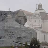 Берасце. Графiчная рэканструкцыя касцела Пана Езуса і Святога Казіміра калегii езуiтаў. Гiпатэтычны выгляд на перыяд сярэдзiны XVIIIст. 3D Мадэль, арыгiнальныя фота, фотамантаж - by A. Nevar 2019г.