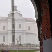 Берасце. Графiчная рэканструкцыя касцела Пана Езуса і Святога Казіміра калегii езуiтаў. Гiпатэтычны выгляд на перыяд сярэдзiны XVIIIст. 3D Мадэль, арыгiнальныя фота, фотамантаж - by A. Nevar 2019г.