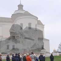 Берасце. Графiчная рэканструкцыя касцела Пана Езуса і Святога Казіміра калегii езуiтаў. Гiпатэтычны выгляд на перыяд сярэдзiны XVIIIст. 3D Мадэль, арыгiнальныя фота, фотамантаж - by A. Nevar 2019г.