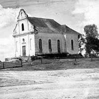 Лунiн (Лунiнецкi раён) Выява касцёла Перамяненьня Пана. Фота пасля 1935г. Крынiца - Лунінецкі краязнаўчы музэй; Апублiкавана - Андрэй Дыбоўскі, форум Globus tut by; Электронны рэсурс - https://commons.wikimedia.org