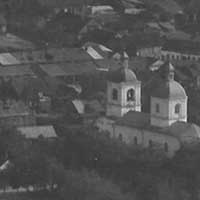 Пiнск. Выява свята-Фёдараўскага сабора (былога касцёла св.Дамiнiка кляштару дамiнiканаў) Аэрафота пачатку XXcт. часоў Першай сусветнай вайны (1915г.) Крынiца - iнтэрнэт-аукцыён ebay de