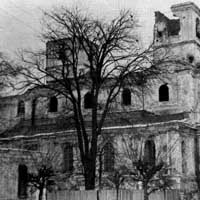 Пiнск. Выява свята-Фёдараўскага сабора (былога касцёла св.Дамiнiка кляштару дамiнiканаў) Фота сярэдзiны XXcт. пасля Другой сусветнай вайны (1947г.)