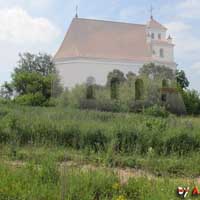 Асташын (Карэлiцкi раён). Графiчная рэканструкцыя былога кальвiнскага збору. 3D мадэль - А. Невар. 2017г., фотамантаж - А. Невар 2019,2020гг., арыгiнальныя фота - Aleksandr Jarosz 