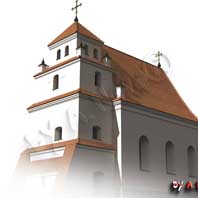 Асташын (Карэлiцкi раён). Графiчная рэканструкцыя былога кальвiнскага збору. 3D мадэль - А. Невар. 2017г