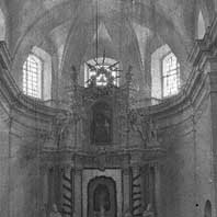 Бераставiца Вялiкая. Выява iнтэр'ераў былога кармелiцкага касцёла Звеставання Панны Марыі. Фота да 1939г. Крынiца - IS PAN 0000009040. Электронны рэсурс - https://wikipedia.org