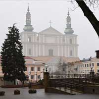 Горадня. Графiчная рэканструкцыя касцёла Маці Божай Ружанцовай кляштару дамініканаў. Выгляд на перыяд другой паловы XVIIIст. 3D мадэль, фотамантаж by A. Nevar. 2020г. Арыгiнальныя фота - E. Asnareuski, 2020г.