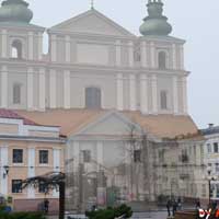 Горадня. Графiчная рэканструкцыя касцёла Маці Божай Ружанцовай кляштару дамініканаў. Выгляд на перыяд другой паловы XVIIIст. 3D мадэль, фотамантаж by A. Nevar. 2020г. Арыгiнальныя фота - E. Asnareuski, 2020г.