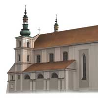 Горадня. Графiчная рэканструкцыя касцёла Маці Божай Ружанцовай кляштару дамініканаў. Выгляд на перыяд другой паловы XVIIIст. 3D мадэль, фотамантаж by A. Nevar. 2020г. Арыгiнальныя фота - E. Asnareuski, 2020г.