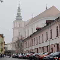 Горадня. Графiчная рэканструкцыя касцёла Маці Божай Ружанцовай кляштару дамініканаў. Выгляд на перыяд другой паловы XVIIIст. 3D мадэль, фотамантаж by A. Nevar. 2020г. Арыгiнальныя фота - E. Asnareuski, 2020г.
