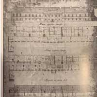 Горадня. Выява афiцыны былога кляштару дамініканаў на праекце перабудовы 1834г. з абмерных чарцяжоў. Апублiкавана - Materialy do dziejow sztuki sakralnej na ziemiach wschodnich dawnej Rzeczypospolitej, red. Maria Kalamajska-Saeed. cz. IV, Koscioly i klasztory rzymskokatolickie dawnego wojewodztwa trockiego, t. 3, Koscioly Grodna (3), Krakow 2016.