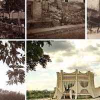 Выява былога касцёла Нараджэння Панны Марыi, Св. Антонiя i Казiмiра кляштару бернардынак у Гораднi па перабудове на праваслаўную царкву . Выгляд да Першай i часоў Другой светавых войнаў i сучасныя фота з падобных ракурсаў, фотамантаж by A. Nevar. 2019г. 