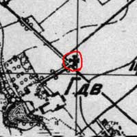 Котчына (Мастоўскi раён). Выява былога касцёла дамiнканцаў на мапе XIX ст.