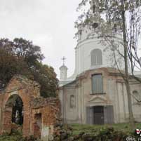 Лапенiца Вялiкая (Грыневiчы). Гiпатэтычная графiчная рэканструкцыя былога касцёла Iаана Хрысцiцеля пры кляштары францысканцаў. 3D-мадэль, фотамантаж - by А. Nеvar 2018г., арыгiнальныя фота - Сяргей Яраховiч
