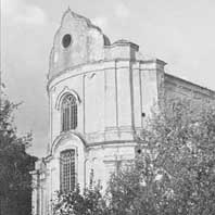 Лапенiца Вялiкая (Грыневiчы). Выява галоўнага фасада былога касцёла пры кляштары францысканцаў перабудаванага пад праваслаўную царкву (другi раз пасля 1939г.). Фота 1970-х гг. Крынiца - Архітэктура Беларусі. Энцыклапедычны даведнік. Мінск, Беларуская Энцыклапедыя імя Петруся Броўкі, 1993 г., стар. 189 Электронны рэсурс - https://orda.of.by/.lib/abes/189?m=0.9%2C57.6 