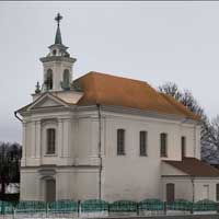 Новадзевяткавiчы. Графiчная рэканструкцыя касцёла Св. Апосталаў Пятра і Паўла. Выгляд на сярэдзiну XIX ст. да перабудовы пад праваслаўную царкву. 3d мадэль, фотамантаж by А.Невар, 2019г., арыгiнальнае фота - А. Dmitriev