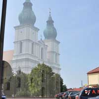 Слонiм. Графiчная рэканструкцыя касцёлу св. Міхала Арханёла былога дамiнiканскага кляштару. 3D мадэль, арыгiнальнае фота, фотамантаж - А.Невар, 2020г