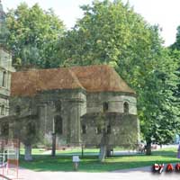 Слонiм. Графiчная рэканструкцыя касцёлу св. Міхала Арханёла былога дамiнiканскага кляштару. 3D мадэль, арыгiнальнае фота, фотамантаж - А.Невар, 2020г