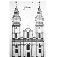 Графiчная выява галоўнага фасаду дамiнiканскага касцёла з абмерных чарцяжоў 1851г. Электронны рэсурс - https://upload.wikimedia.org