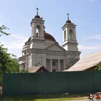 Чачэрск (Гомельская вобласць). Графiчная рэканструкцыя былога езуiцкага касцёла Св. Тройцы. Выгляд на пачатак XIXст. 3D-мадэль by А. Nеvar 2018г. Арыгiнальныя фота - Сяргея Ляпiна