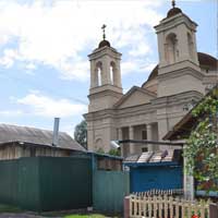 Чачэрск (Гомельская вобласць). Графiчная рэканструкцыя былога езуiцкага касцёла Св. Тройцы. Выгляд на пачатак XIXст. 3D-мадэль by А. Nеvar 2018г. Арыгiнальныя фота - Сяргея Ляпiна