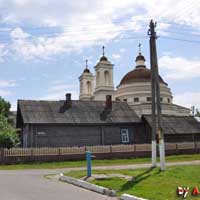 Чачэрск (Гомельская вобласць). Графiчная рэканструкцыя былога езуiцкага касцёла Св. Тройцы. Выгляд на пачатак XIXст. 3D-мадэль by А. Nеvar 2018г. Арыгiнальныя фота - Сяргея Ляпiна
