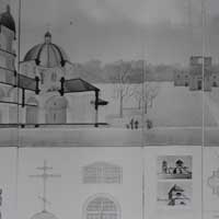 с.Ленiна (Папоўка, Добрушскі раён Гомельскай вобласці). Выява былой Свята-Мікалаеўскай царквы. Чарцяжы праекцый. Крынiца - Комплексныя навуковыя вышуканнi Белспецпраектрэстаўрацыя 1989г. Апублiкавана - сайт hram.by (Праваслаўная архiтэктура Беларусi ) Электронны рэсурс - https://hram.by/