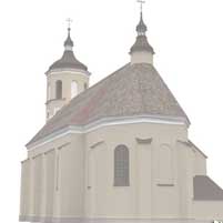 Клецк. Графiчная рэканструкцыя фарнага касцёла (Касцёла Святой Тройцы) на перыяд пачатку XX стагоддзя. 3D-мадэль - by А. Nеvar 2017г.