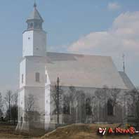 Койданава (Дзяржынск). Графiчная рэканструкцыя кальвiнскага збора на тэрыторыi былога Койданаўскага замка. Выгляд на пачатак XXст. 3D мадэль, фотамантаж - А. Невар. 2017г.