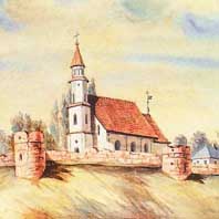 Койданава (Дзяржынск). Выява кальвiнскага збора на тэрыторыi былога Койданаўскага замка з акварэлi Н. Орды (1876г.) Апублiкавана - форум Глобус Беларусi (fgb.by) Электронны рэсурс - https://upload.wikimedia.org/wikipedia/commons/e/e4/Kojdanau._Койданаў_%28N._Orda%2C_1876%29.jpg