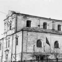 Менск. Касцёл Святога Тамаша Аквінскага кляштара дамініканцаў. Фота часоў другой сусветнай (1943г.) Photographer - Dr. Nerling, Апублiкавана - German Federal Archives. Sammlung von Repro-Negativen (Bild 146), Электронны рэсурс - wikipedia.org