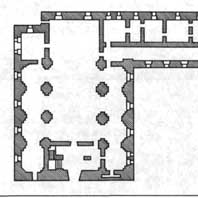 Менск. Касцёл Святога Тамаша Аквінскага кляштара дамініканцаў. План комплекса. Апублiкавана - Т. В. Габрусь Мураваныя харалы. Сакральная архiтэктура беларускага барока, Мiнск, 2001г. стар. 140. Электронны рэсурс - http://orda.of.by/.lib/gabrus/mh/140