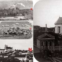 Менск. Выявы былога касцёла кляштару бенедыктынак (касцёл пазначаны чырвоным) на старадаўнiх гравюрах (1868г., 1882г.) i фота (памiж 1865 і 1875гг.) да перабудовы на царкву. Крынiцы - Памятная книжка Виленского генерал-губернаторства за 1868 г. (Оттиски видов храмов, священных предметов, городов Северо-Западного края, народных типов Витебской губернии и предметов древности. Витебск, 1891.), Живописная Россия. Отечество наше в его земельном, историческом, племенном и бытовом значении / под ред. П.П. Семенова. Т. 3. Ч. 1: Литовское Полесье. Ч. 2. Белорусское Полесье. — СПб.; М.: Тов. М. О. Вольф, 1882. С. 360.
		IMAGO.BY, Каталіцкія святыні. Мінска-Магілёўская архідыяцэзія. Ч. 1. Будслаўскі, Вілейскі і Мінскі дэканаты / Тэкст і фота А. Яроменкі. — Менск: Про Хрысто, 2003