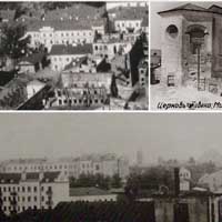 Менск. Выявы былога касцёла Святога Войцэха кляштару бенедыктынак на архiўных фота пасля перабудовы на клуб. Фотакалаж з паваенных (1941г.) i пасляваенных фота (195о-я гг.) Крынiцы - iнтэрнэт аукцыён ebay de, Каталіцкія святыні. Мінска-Магілёўская архідыяцэзія. Ч. 1. Будслаўскі, Вілейскі і Мінскі дэканаты / Тэкст і фота А. Яроменкі. — Менск: Про Хрысто, 2003.