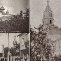 Менск. Выявы былога касцёла Святога Войцэха кляштару бенедыктынак на архiўных фота пачатку XXст. пасля перабудовы на царкву Спаса-Праабражэнскага жаночага манастыра. Калаж з выяў на фота 1900-х гг. (Цэнтральная навуковая бібліятэка імя Якуба Коласа Нацыянальнай акадэміі навук Беларусі,Uladzimir Parfianok, эл. архіў галерэі NOVA), фота 1909г. (Православные русские обители: Полное иллюстрированное описание всех православных русских монастырей в Российской империи и на Афоне : Кн. 1, 2, 3, 4. — СПб., 1909. С. 607), паштоўкi да 1910г. з delcampe net (Ліхадзедаў У. Мінск. Падарожжа ў часе. — Менск: Выдавецкі дом Звязда, 2015. С. 237.).