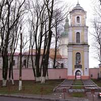 Нясвiж. Графiчная рэканструкцыя касцёла Св. Яўхiмii кляштару бенедыктынак. Выгляд пасля рэканструкцыi першай паловы XVIIIст.3D мадэль, фотамантаж by A. Nevar, 2020г.