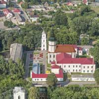 Нясвiж. Графiчная рэканструкцыя касцёла Св. Яўхiмii кляштару бенедыктынак. Выгляд пасля рэканструкцыi першай паловы XVIIIст.3D мадэль, фотамантаж by A. Nevar, 2020г. Арыгiнальныя фота - С. Плыткевiч 