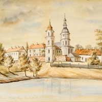 Нясвiж. Выява ўжо былога касцёла Св. Яўхiмii i кляштару бенедыктынак на акварэлi Напалеона Орды. (1876г.) Апублiкавана - Napoleon Orda. Muzeum Narodowe w Krakowie. MNK III-r.a-4478., Несцярчук Л. Напалеон Орда. Шлях да Бацькаўшчыны: кніга-альбом. — Менск: Мастацкая літаратура, 2009. С. 311., Андрэй Дыбоўскі, Globus.tut.by 