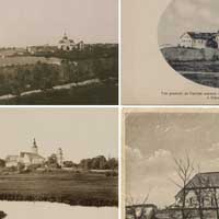 Нясвiж. Выява касцёла Св. Яўхiмii i кляштару бенедыктынак на фота напрыканцы XIXcт (да разборкi касцёльнай вежы). Калаж з архiўных фота. Крынiцы - Teofil Eugeniusz Boretti, 1894г., фотапаштоўкi з iнтэрнэт аукцыёна ebay de 