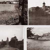 Нясвiж. Выява касцёла Св. Яўхiмii i кляштару бенедыктынак на фота пачатку XXcт (пасля разборк касцёльнай вежы i прыстасавання пад праваслаўную царкву). Калаж з архiўных фота. Крынiцы - J. Bulhak (фота пачатку 1920-х гг., Polska w Krajobrazie i Zabytkach. Tom II. Warszawa, 1930. S. 316.), Bernatowicz T. Miles Christianus et peregrinus. Fundacje Mikolaja Radziwilla Sierotki w ordynacji Nieswieskiej. Warszawa, 1998., (фота да 1914г.), фотапаштоўкi з калекцыi Biblioteka Narodowa. Poczt.17166 з iнтэрнэт аукцыёна ebay de 