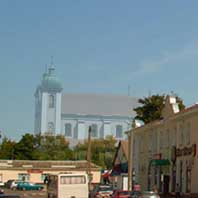 Стоўбцы (Мiнская вобл.). Гiпатэтычная графiчная рэканструкцыя касцёла св. Казiмiра былога кляштара дамiнканцаў. 3D мадэль, фотамантаж - А.Невар, 2016г