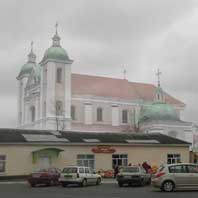 Стоўбцы (Мiнская вобл.). Гiпатэтычная графiчная рэканструкцыя касцёла св. Казiмiра былога кляштара дамiнканцаў. 3D мадэль, фотамантаж - А.Невар, 2016г; арыгiальнае фота - Зм. Савельеў