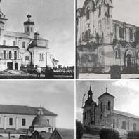 Стоўбцы (Мiнская вобл.). Выявы царквы Марыi Магдалены/касцёла св. Казiмiра з касцёльнай (былой рынкавай) плошчы. Фотакалаж эвалюцыi зменаў вонкавага выгляду на працягу XIX-XX ст. Апублiкавана - артыкул Л.Назаранка. Электронны рэсурс - https://ok.ru/stolbtsy/topic/65863551877351