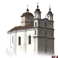 Чавусы. Графiчная рэканструкцыя былога касцёла кармелiтаў, пазней Уваскрасенскi сабор. 3D мадэль - А. Невар. 2017г.