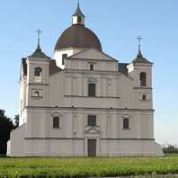 Глуск (Глуск-Дубровiцкi). Графiчная рэканструкцыя былога касцёла бернардзiнцаў на тэрыторыi Глускага замка. 3D мадэль, фотамантаж - А. Невар. Арыгiнальнае фота - М. Волкаў 2017г