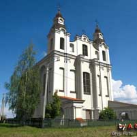 Княжыцы. Гiпатэтычная графiчная рэканструкцыя касцёла св.Антонiя былога дамiнiканскага каляштара. Выгляд на сярэдзiну XIX ст., да перабудовы пад праваслаўную царкву. 3D-мадэль, фотамантаж - by А. Nеvar 2018г., арыгiнальныя фота - Алег Малевіч 